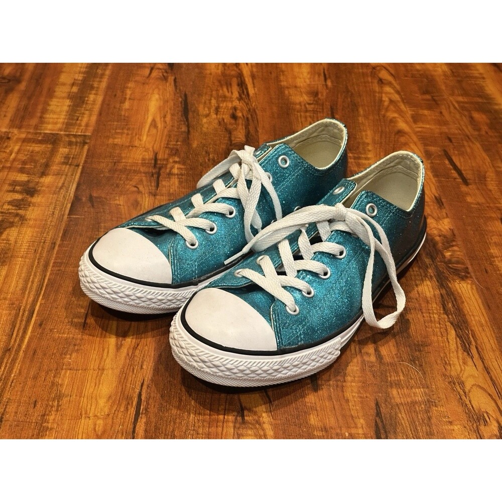 Converse Chuck Taylor All Star 661865C Blue Green Glitter Sneakers Size Junior 5